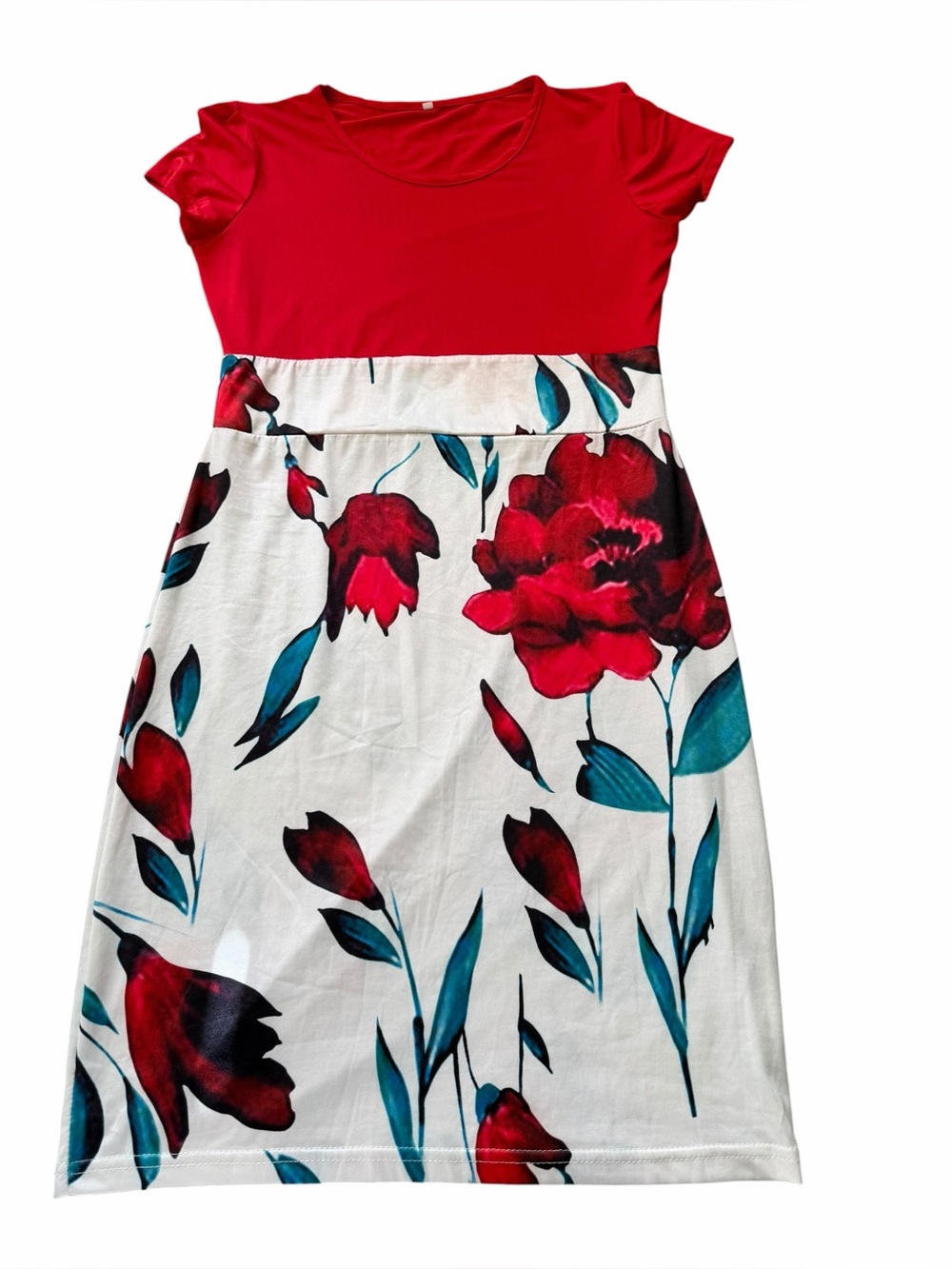 White and Red Floral Dress